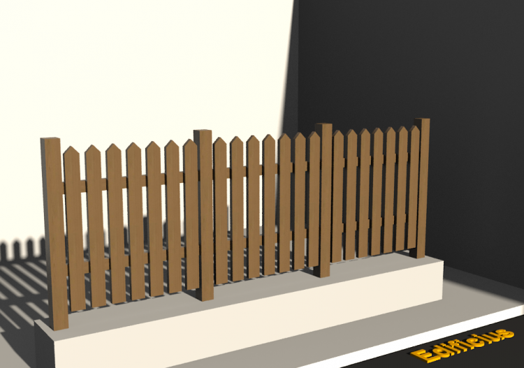 Vallado 3D - Estacada en madera con barrotes con puntas -...