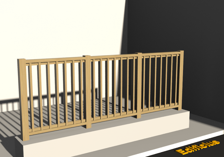 Clôtures 3D - Traverses en bois avec poteaux en coupe -...