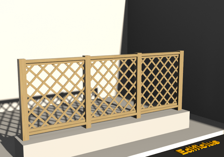 Recinzione 3D - Correnti in legno con pannello a maglia...