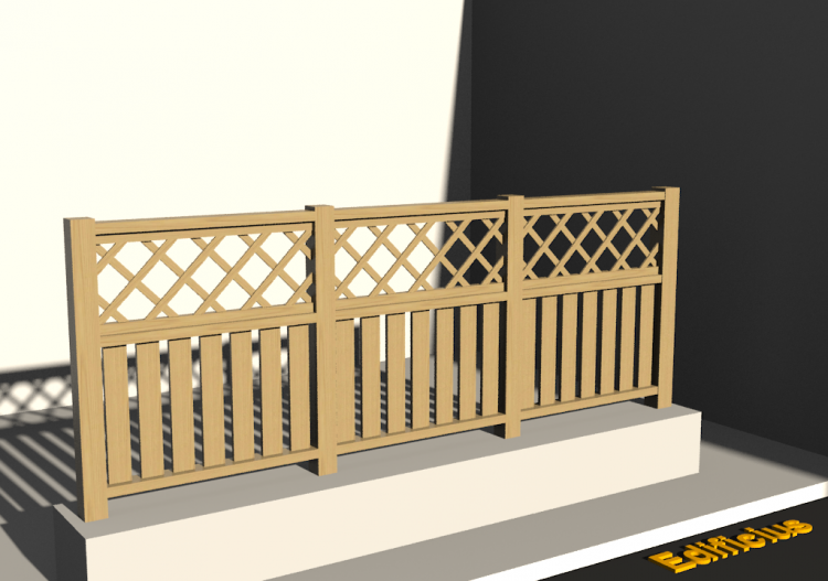 Cerca 3D - Longarinas em madeira com painel de malha...