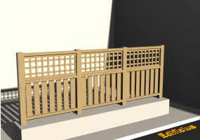 3D Fence - Wooden stringers with square meshed panel and poles