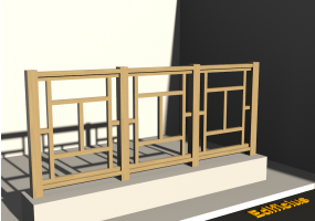 Recinzione 3D - Correnti in legno con pannello a maglia diritta