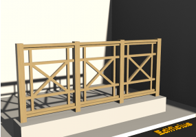 Vallado 3D - Durmientes en madera con panel de malla cruzada