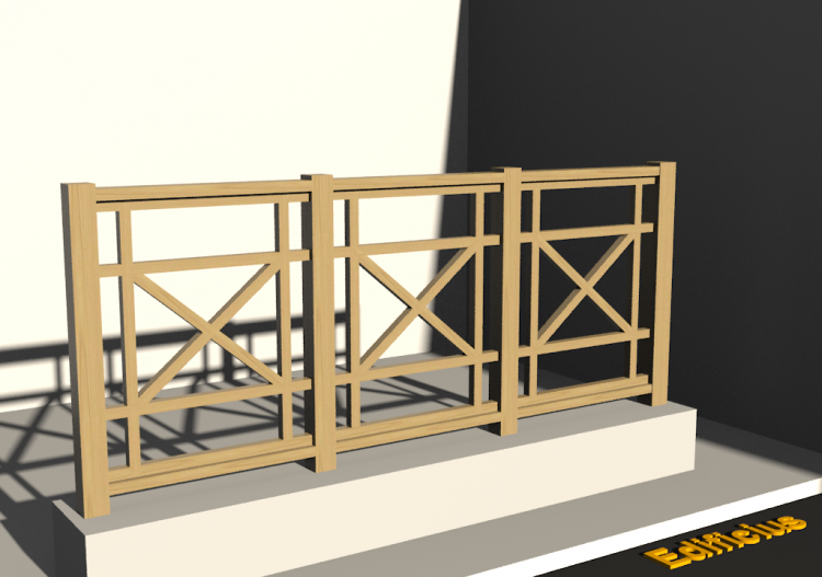 Vallado 3D - Durmientes en madera con panel de malla...