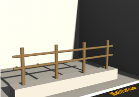 3D Brüstung - Rundpfahl mit zwei Querriegel