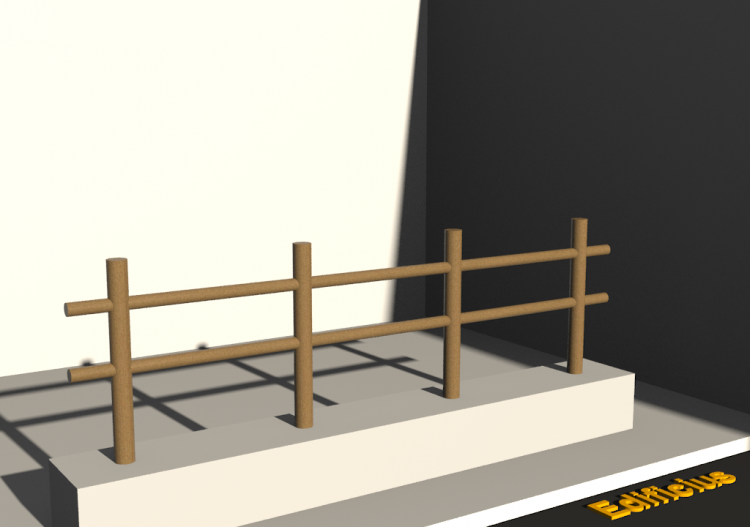 3D Brüstung - Rundpfahl mit zwei Querriegel - ACCA software