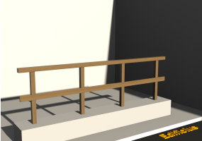 3D Brüstung - Quadratpfahl mit Rohrsattel und einen Querriegel