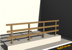 3D Brüstung - Quadratpfahl mit Rohrsattel und zwei Querriegel