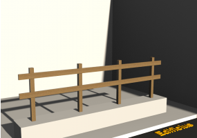 3D Brüstung - Quadratpfahl mit zwei Querriegel