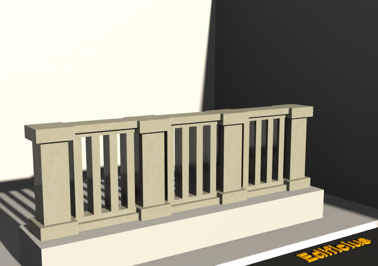 3D Balustrade - Rechteckige Säulen und kleinen Stützen -...