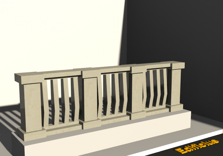 3D Balustrade - Rechteckige Säulen mit einzelner...