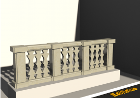 3D Balustrade - Decorated columns and small pillars