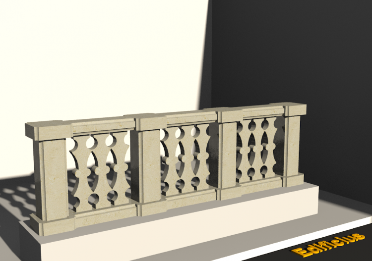3D Balustrade - Decorated bulged columns and small pillars...