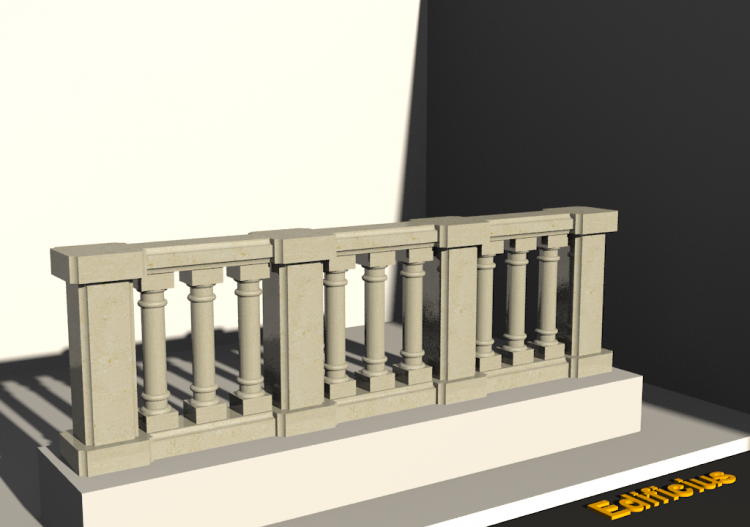3D Balustrade - Abgerundete Säulen und kleine Stützen -...