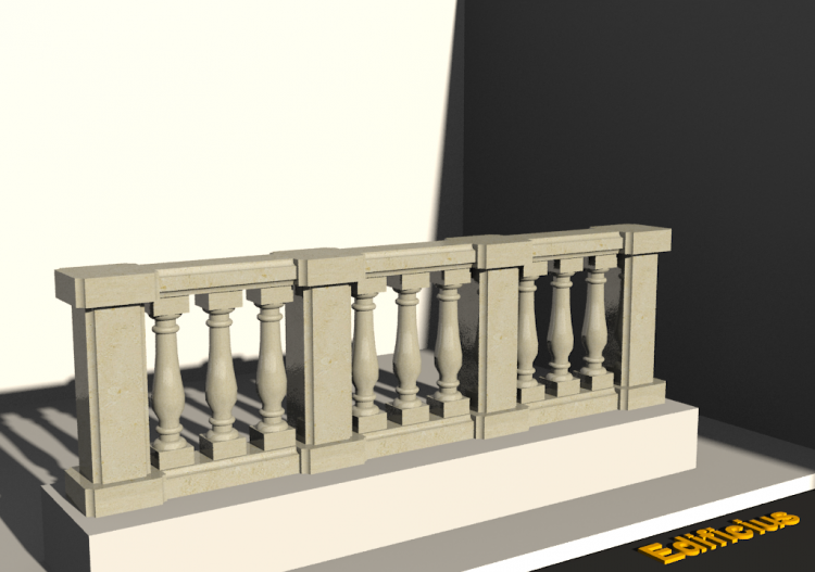3D Balustrade - Columns with one bulge and small pillars -...