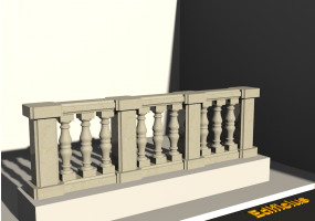 3D Balustrade - Columns with two bulges and small pillars