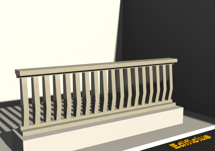3D Balustrade - Rechteckige Säulen mit einzelner...