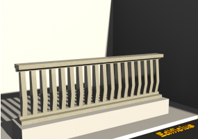 3D Balustrade - Rectangular columns with one bulge
