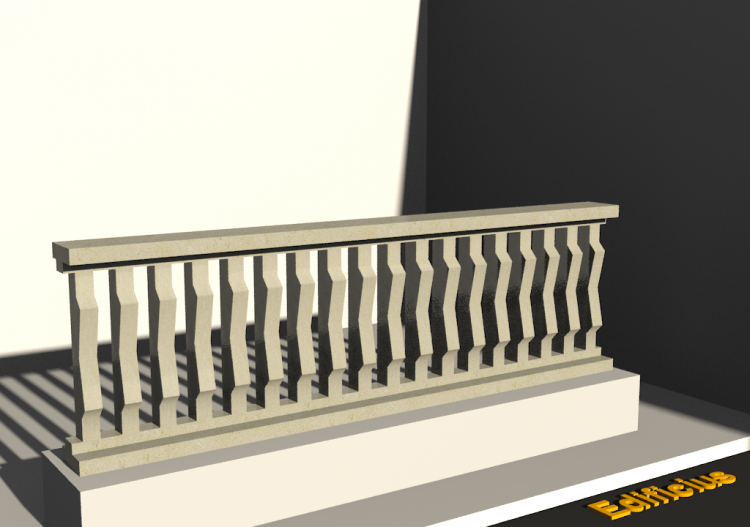 3D Balustrade - Rectangular columns with two bulges - ACCA...