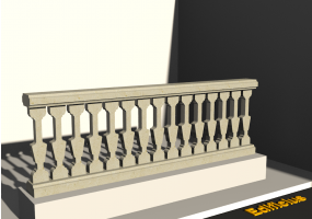 3D Balustrade - Flared flat columns