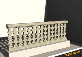 3D Balustrade - Decorated bulged columns