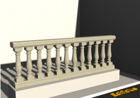3D Balustrade - Columns with one bulge and small pillars