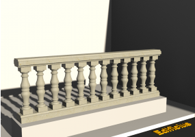 3D Balustrade - Columns with two bulges