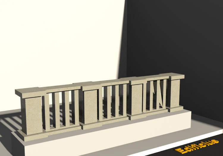 3D Balustrade - Rechteckige Säulen und kleinen Stützen -...
