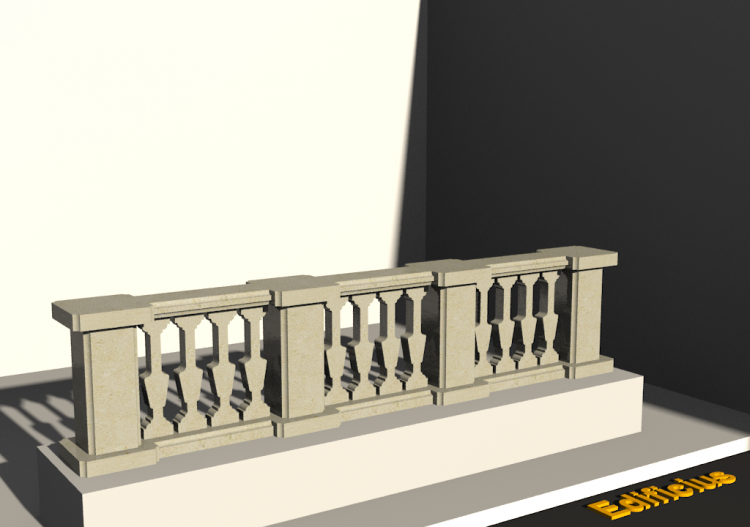 Balustrades 3D - Colonnes plates évasées et pilastres -...