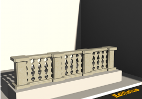 3D Balustrade - Deko Säulen mit Ausbauchung und kleinen Stützen