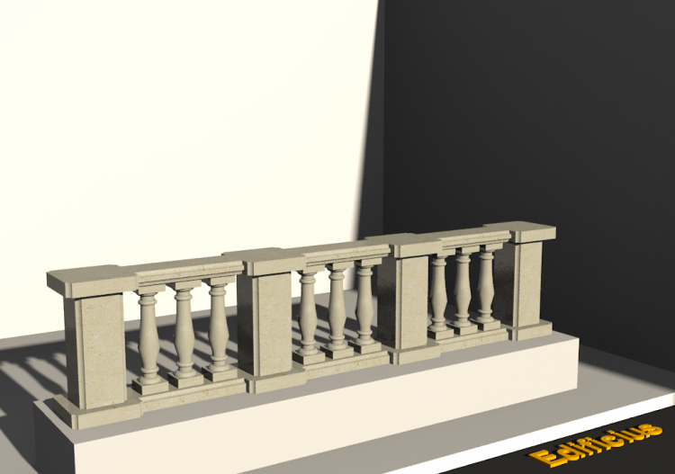 3D Balustrade - Säulen mit einzelner Ausbauchung und...