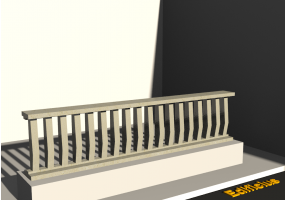 3D Balustrade - Rechteckige Säulen mit einzelner Ausbauchung