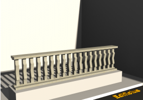3D Balustrade - Rechteckige Säulen mit zwei Ausbauchungen