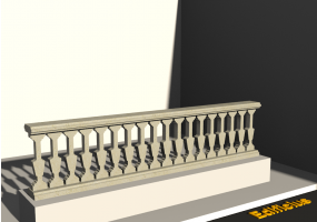 3D Balustrade - Ausgeschmiegte Flachsäulen
