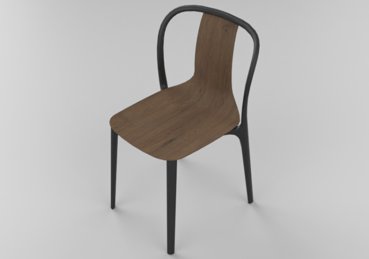 3D Chairs - Chair with wooden seat - Vitra Belleville -...
