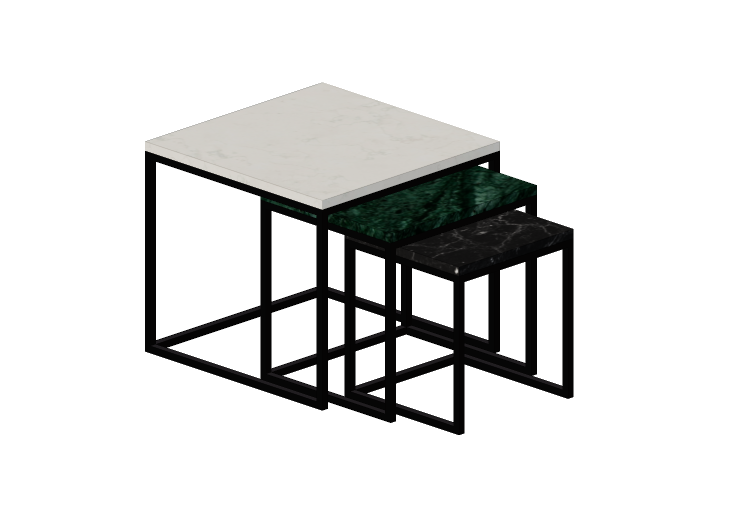 Mesas 3D - Conjunto de mesas de centro em mármore - Kare -... Mesas 3D - Conjunto de mesas de centro em mármore - Kare -...