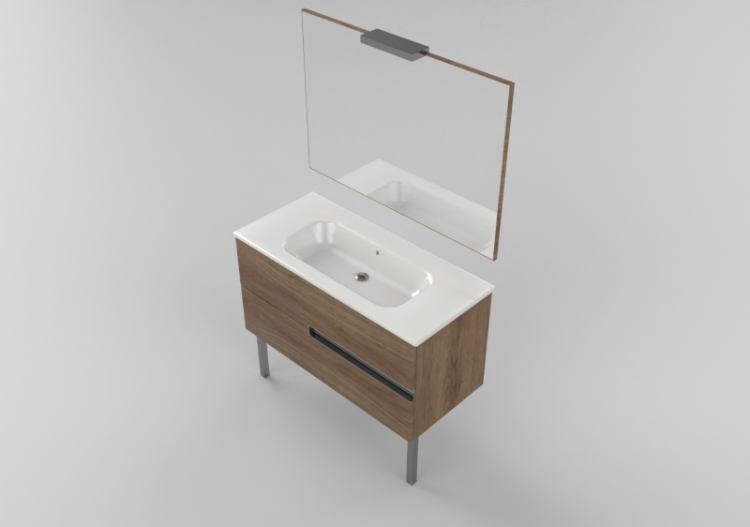 Mobili 3D - Mobile lavabo singolo 100x460x740cm - Roca...