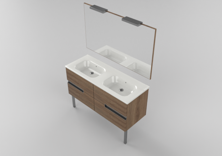 Mobili 3D - Mobile lavabo doppio 1200x460x565cm - Roca...