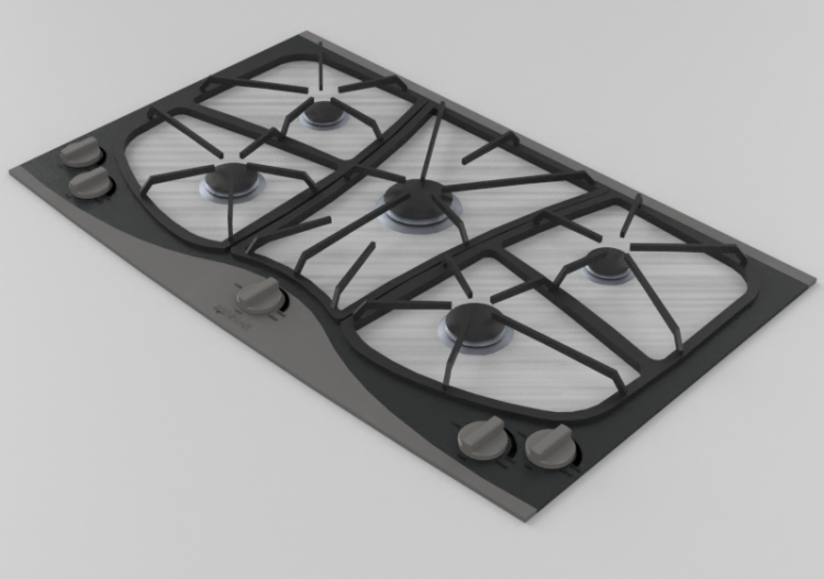 Elettrodomestici 3D - Piano cottura a gas 5 fuochi 36" -...