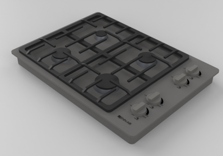 Eletrodomésticos 3D - Placa a gás com 4 queimadores 30" -...