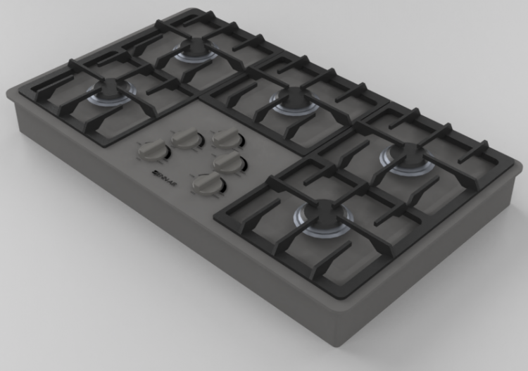 Eletrodomésticos 3D - Placa a gás com 5 queimadores 36" -...
