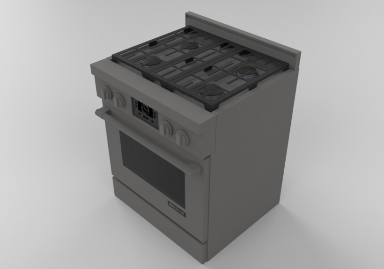 Elettrodomestici 3D - Cucina 4 fuochi a gas con forno 30" -...