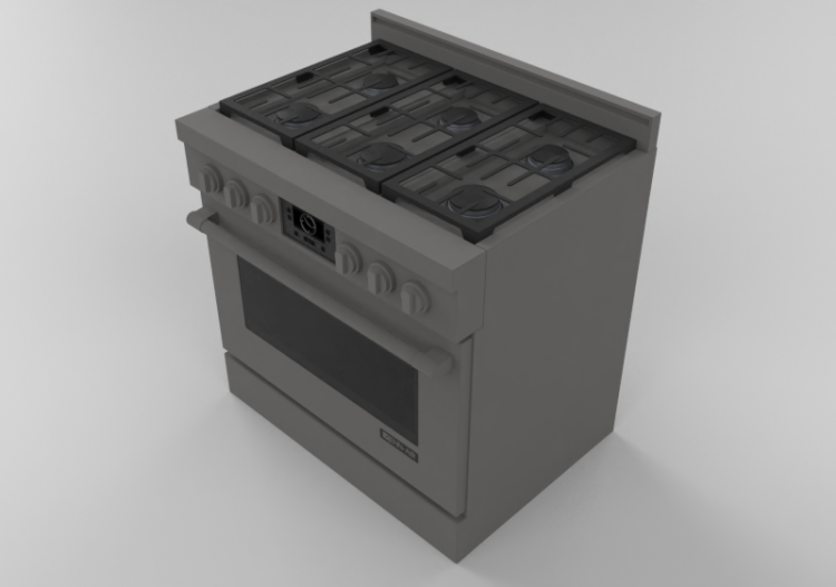 Electroménagers 3D - Cuisine avec 6 feux à gaz et four 36"...