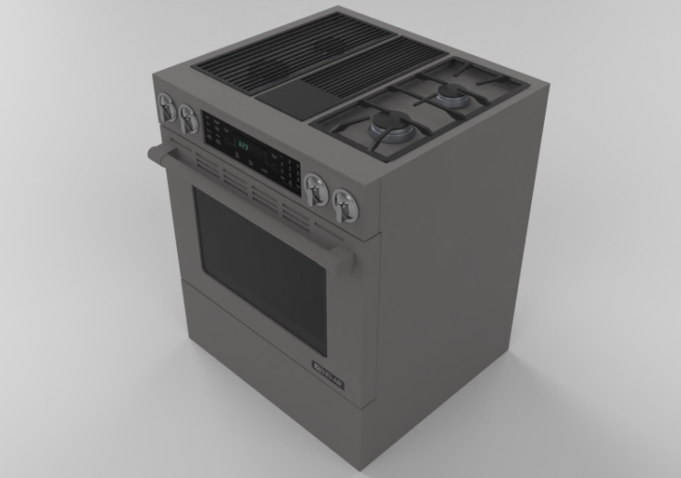 Eletrodomésticos 3D - Cozinha com 4 queimadores de gás com...