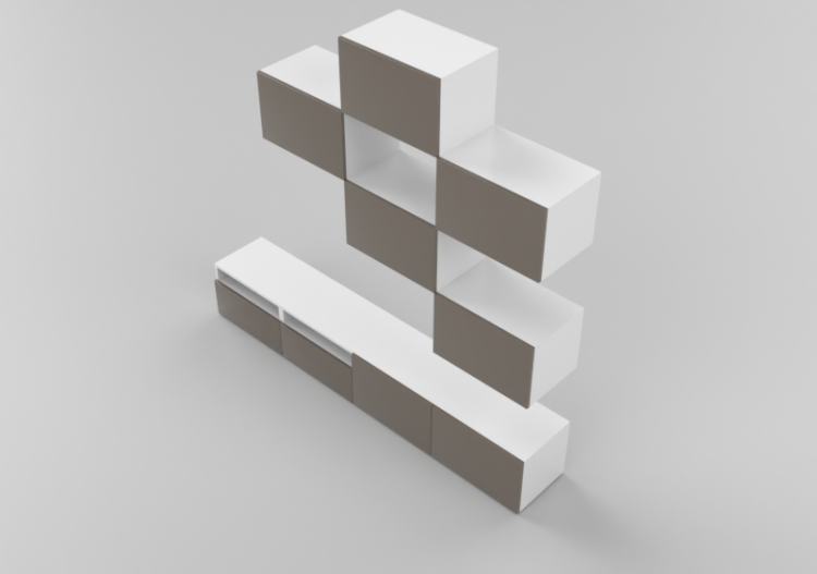 Paredes equipadas 3D - Mueble TV estilo Ikea (comp_3) -...