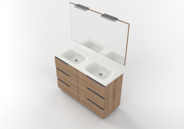 Mobili 3D - Lavabo doppio con mobile e specchio - ACCA...