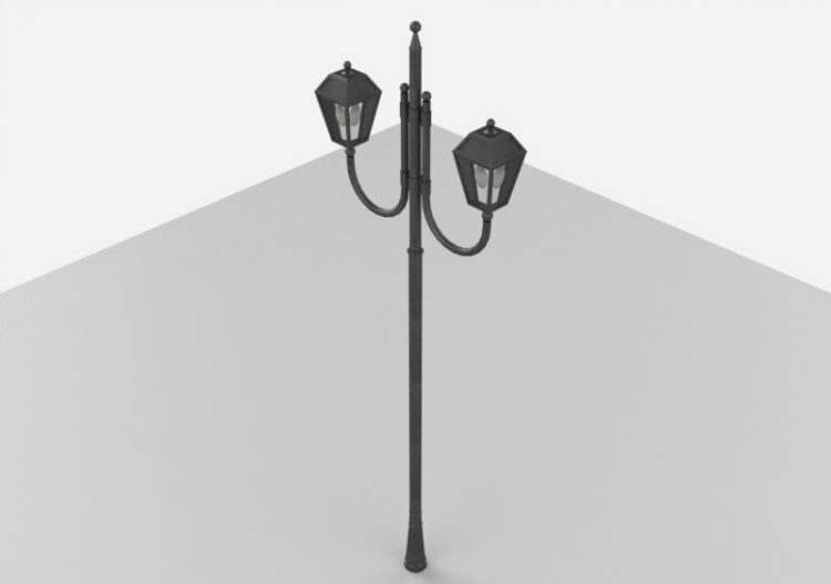 Candeeiros de rua 3D - Iluminação pública duplo braço -...