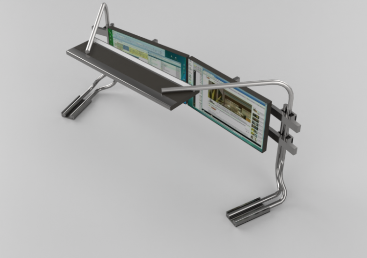 TV and Monitor 3D - Steel Multi-Monitor support system with...