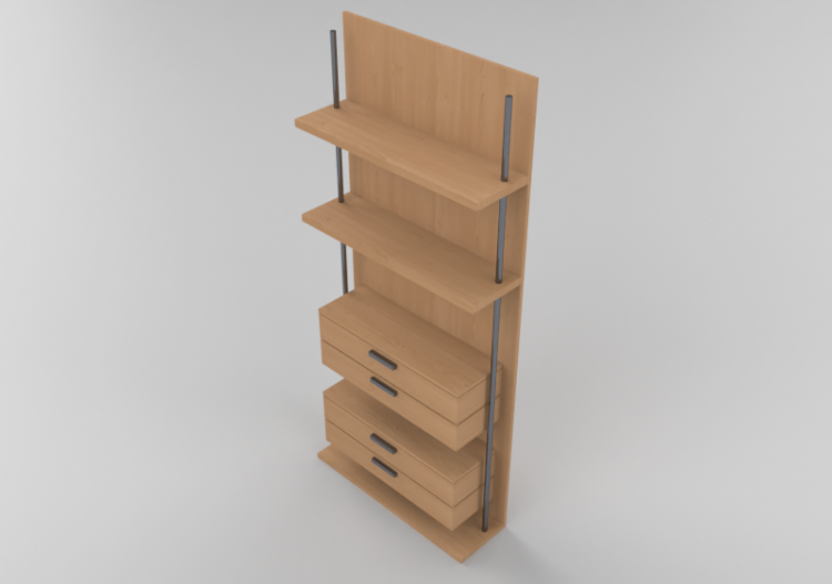 Muebles 3D - Mobiliario modular con 4 cajones y 2 estantes...
