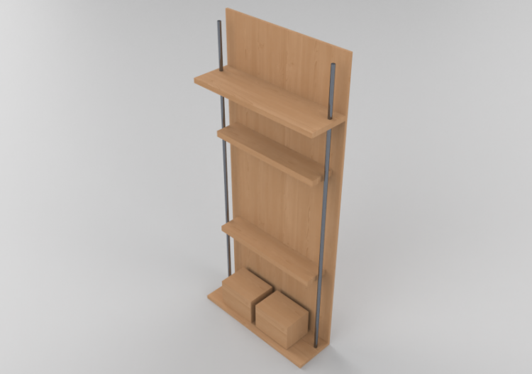 Móveis 3D - Mobiliário modular com 2 cubos e 3 prateleiras...